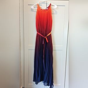 CHICHWISH SPLENDOR OF THE SUNSET GRADIENT PLEATED MAXI DRESS